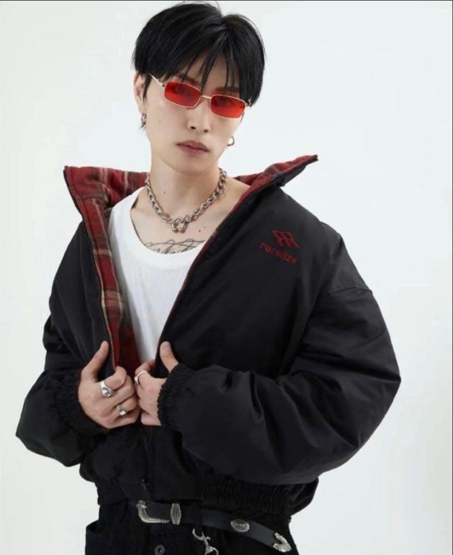 地底人オンライン　リバーシブルチェックアウター