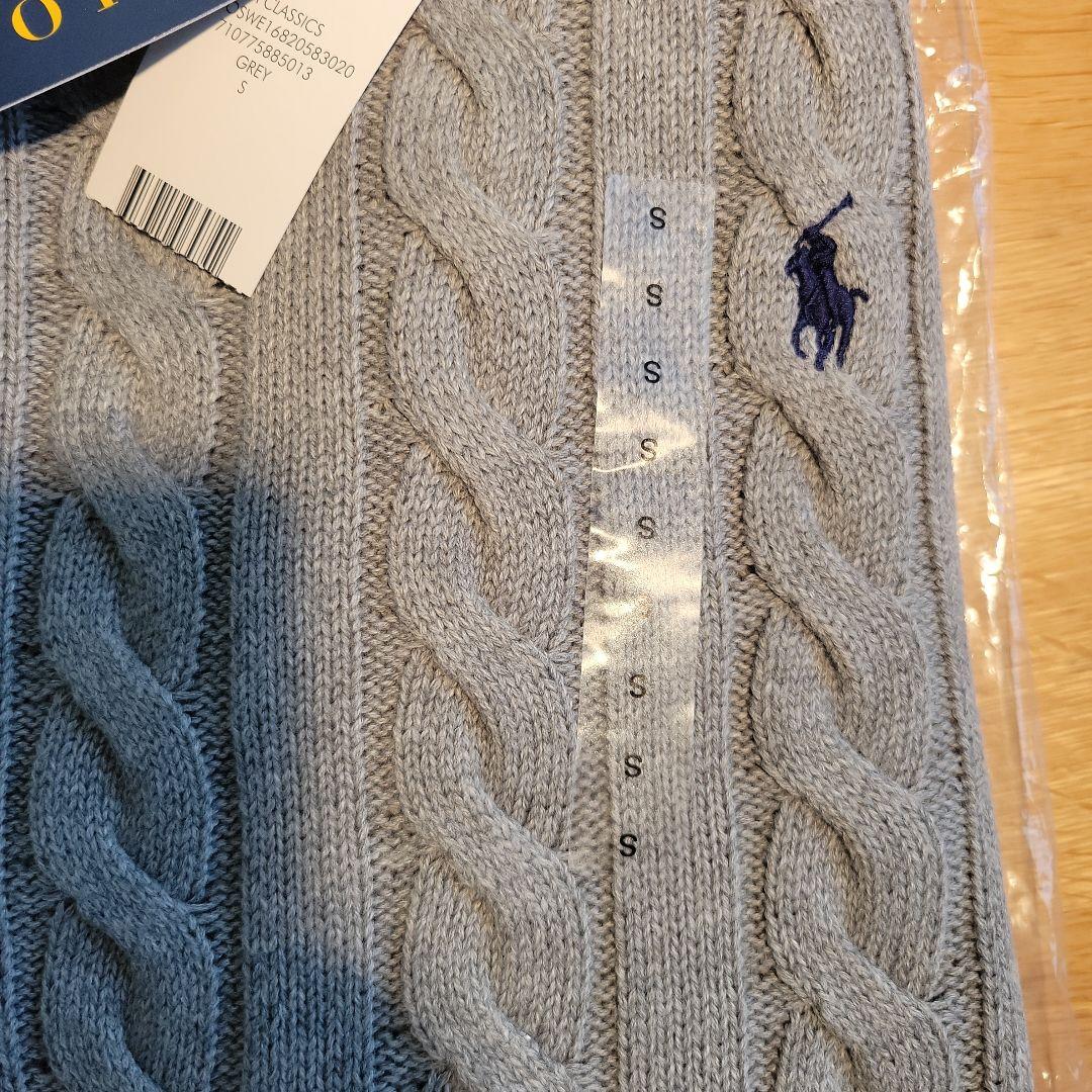 【新品】ポロラルフローレン ケーブルニット コットン クルーネック セーターS