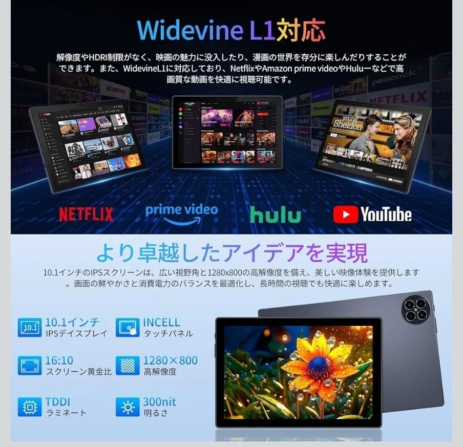 2025 タブレット 10インチ 8000mAh 20GB+128GB+2TB拡