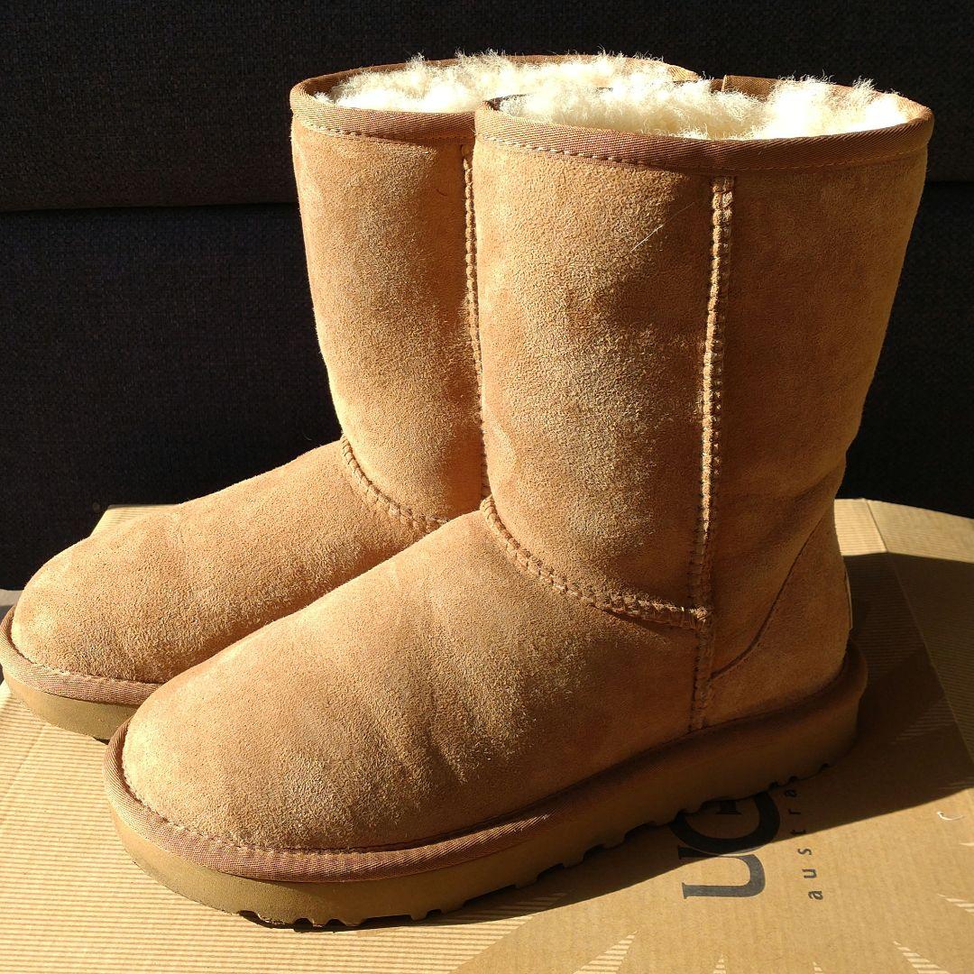 【美品】UGG ムートンブーツ　ショート　キャメル　 チェスナット　 23cm