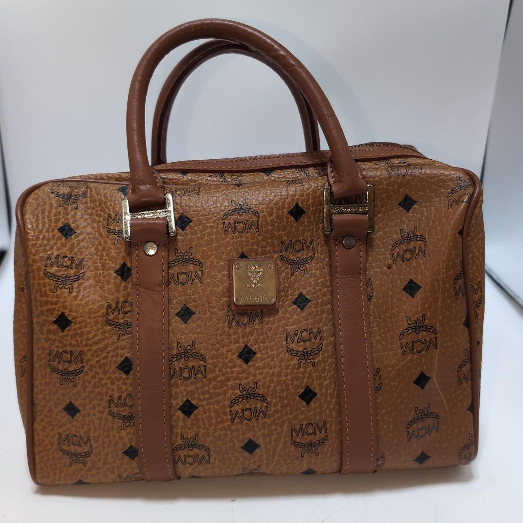 MCM エムシーエム ミニボストンバッグ ヴィセトス柄 レザー プレート