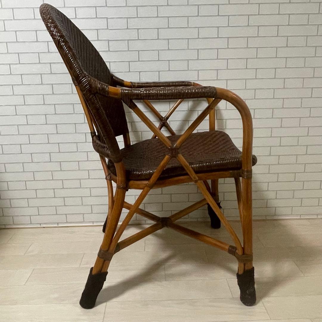 【美品】Kazama ラタンチェア ブラウン ダイニングチェア 籐椅子