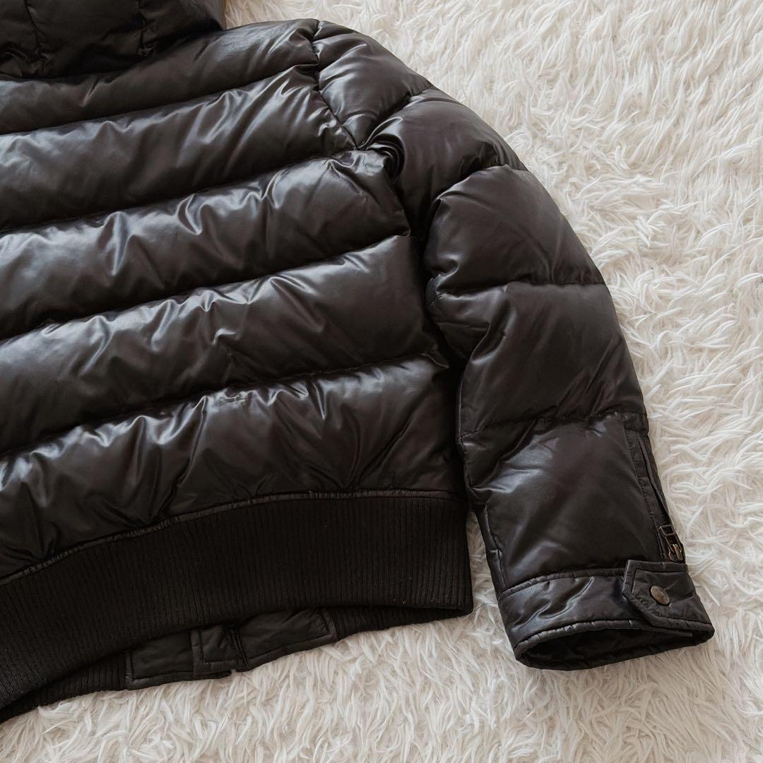 バーバリーブルーレーベル ラクーンファー ダウンジャケット ノバチェック 総柄