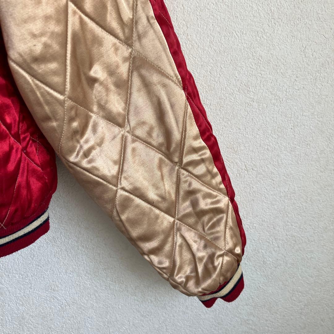 希少　90s 復刻スカジャン リバーシブル 両面サテン 中綿 顎外れ虎 М