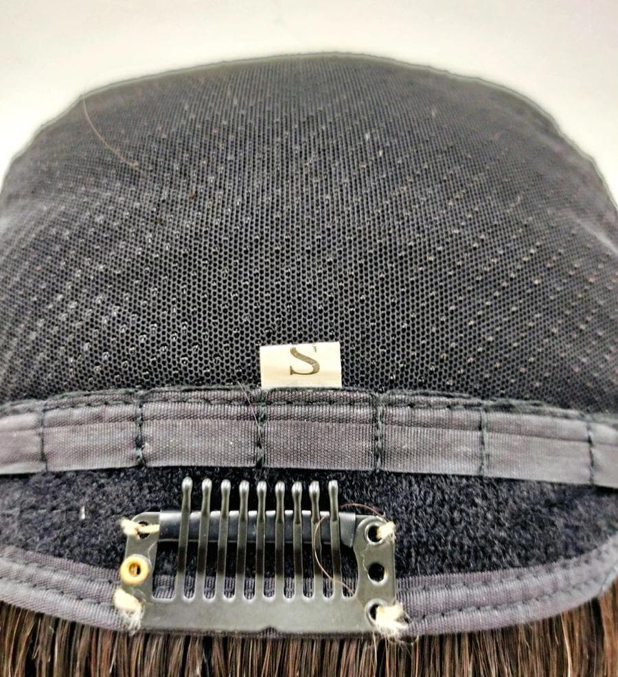 総手植え全頭かつら 人毛100%EM-50001ダークブラウン Sサイズ 医療用