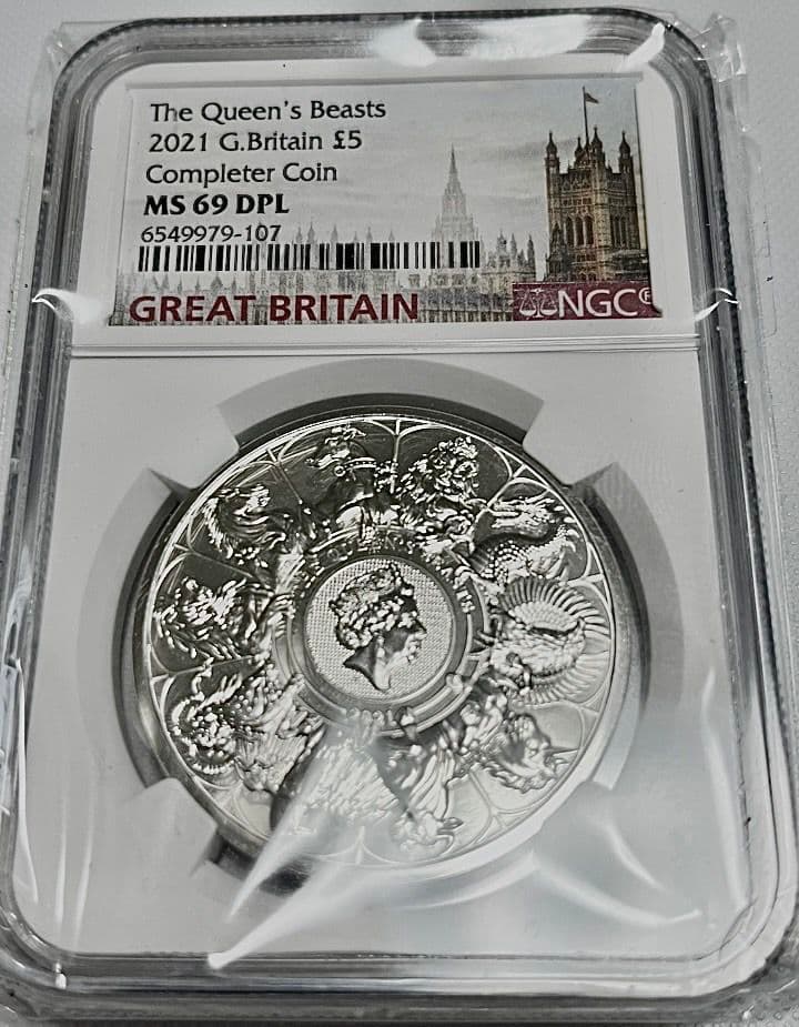 2021年 MS69 £5 銀貨 クイーンズビーストコンプリーター