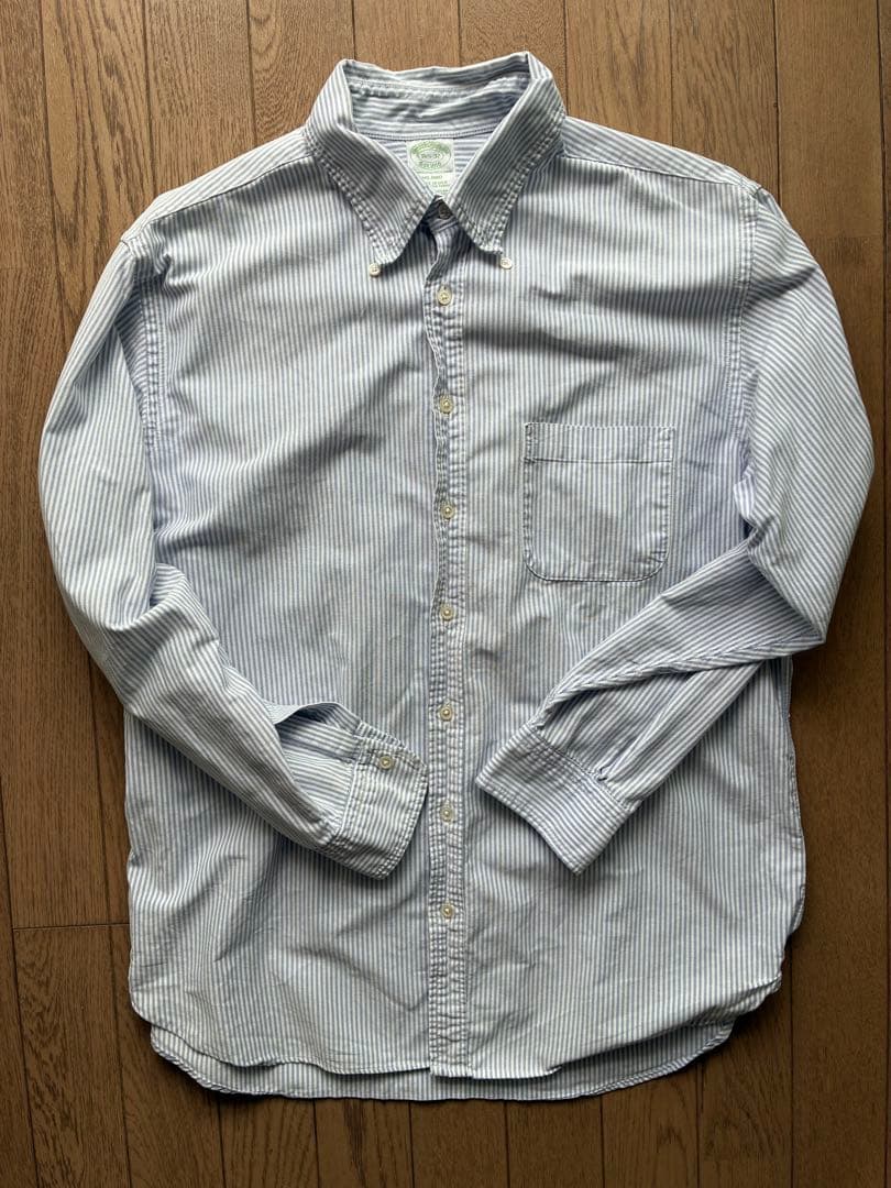 米国製　ブルックスブラザーズ ボタンダウンシャツ　キャンディストライプ　青