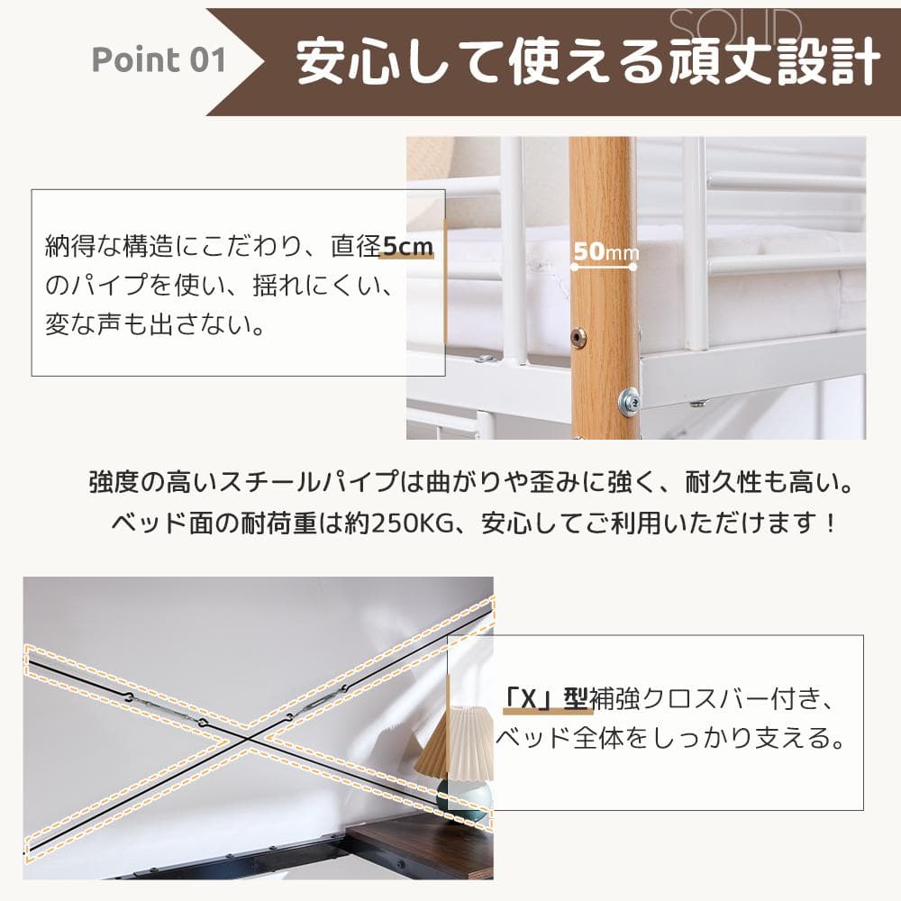 赤字価格！ロフトベッド シングル デスク・スチールネット付き BLACK