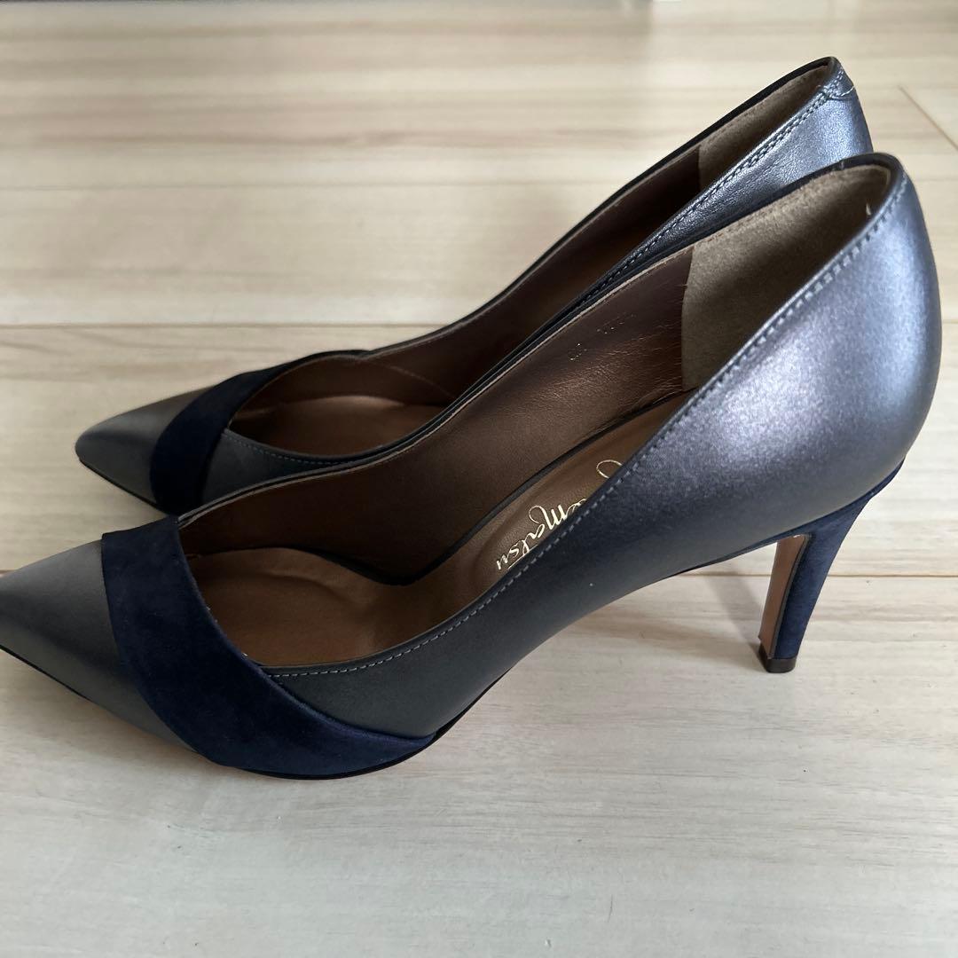 ねこのおとうさん専用(未使用】銀座かねまつ　レザー×スエード　パンプス　24cm