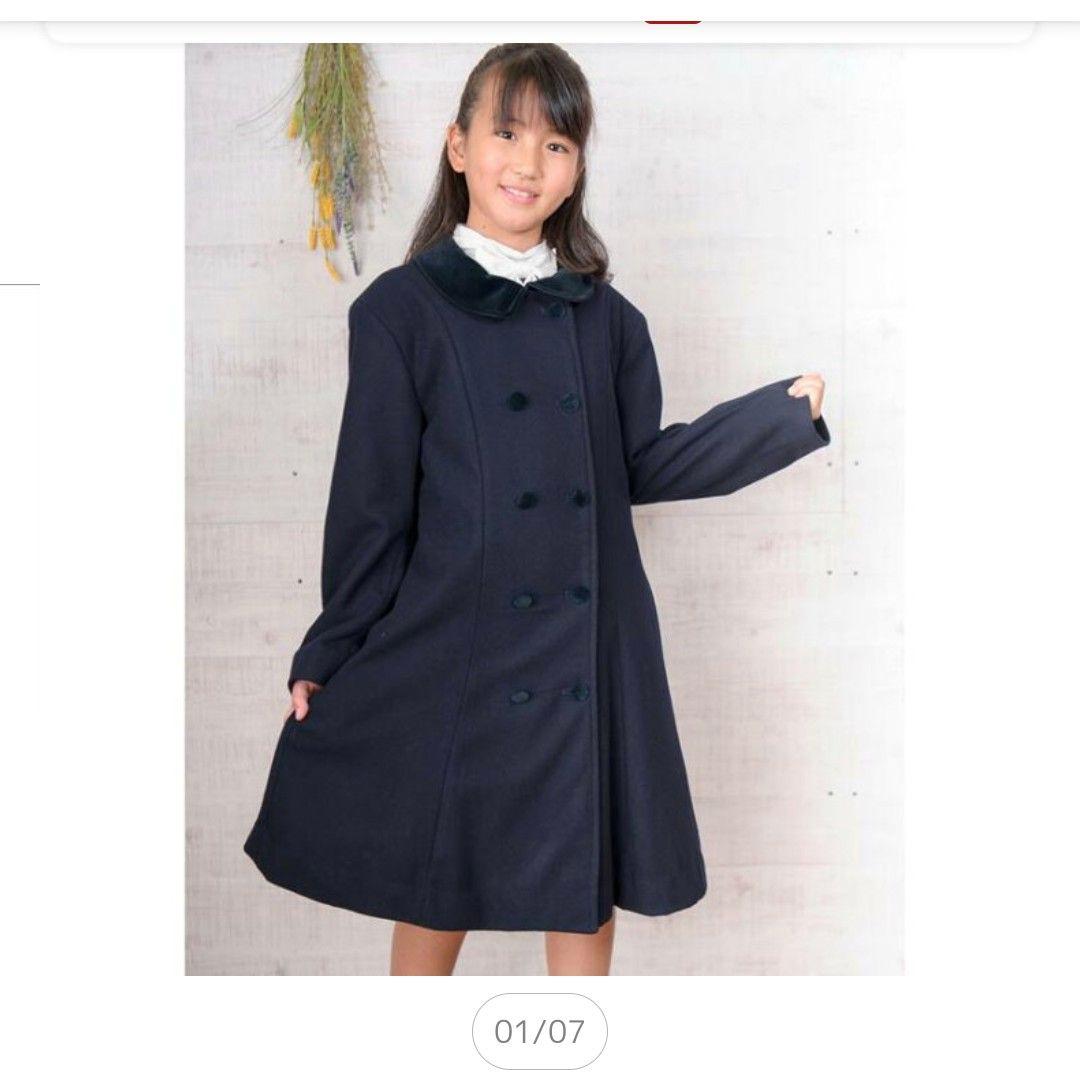 お受験130濃紺ウールコート
