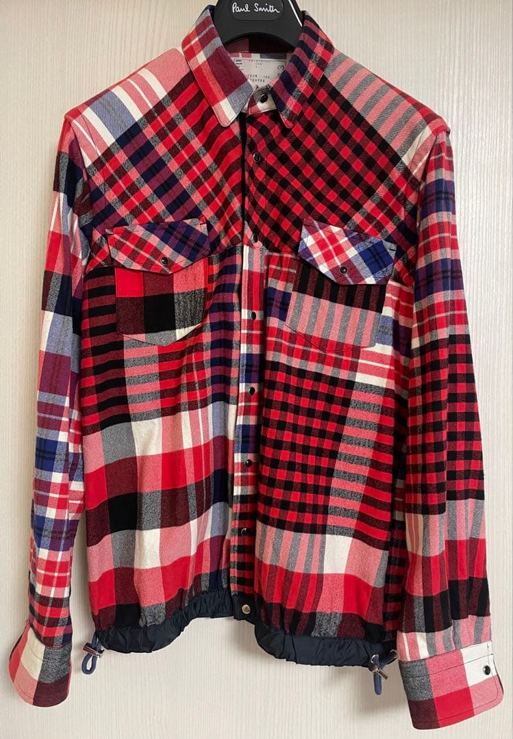 sacai サカイ 16SSドローコードチェックネルシャツ