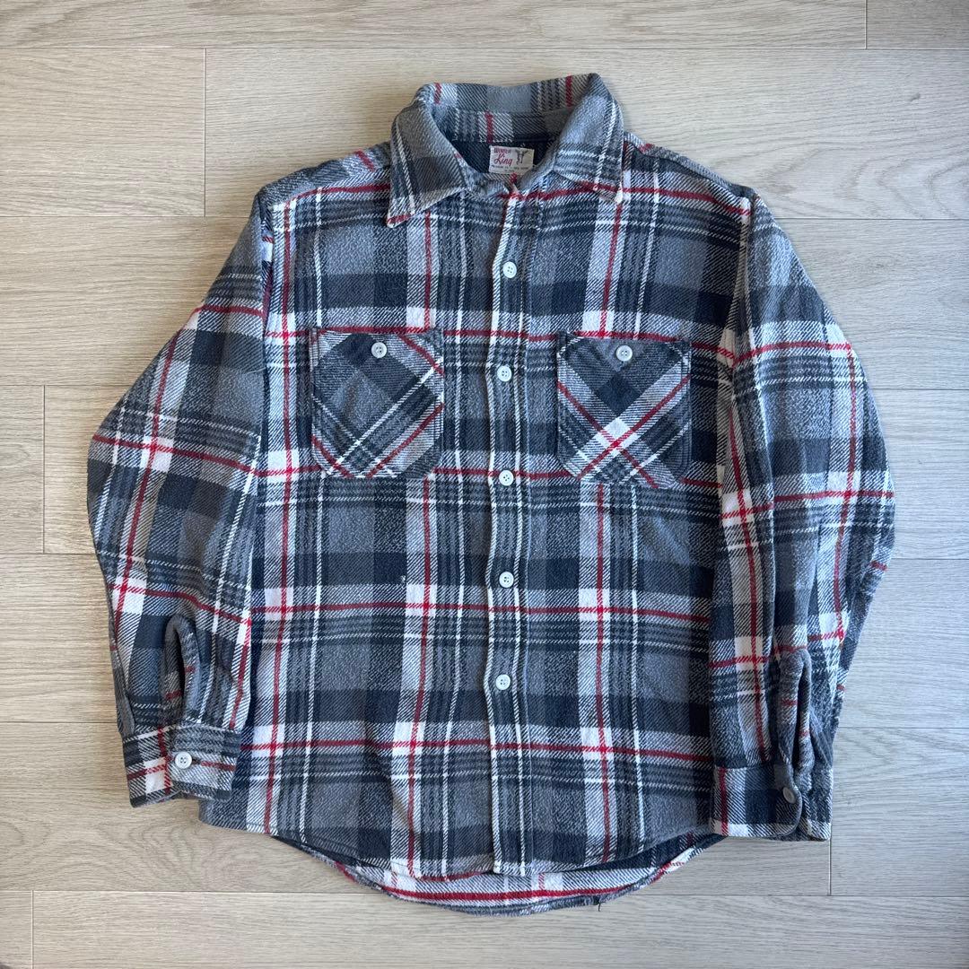 60s winter king ヘビーネルシャツ 赤黒　マチなし　ネルシャツ