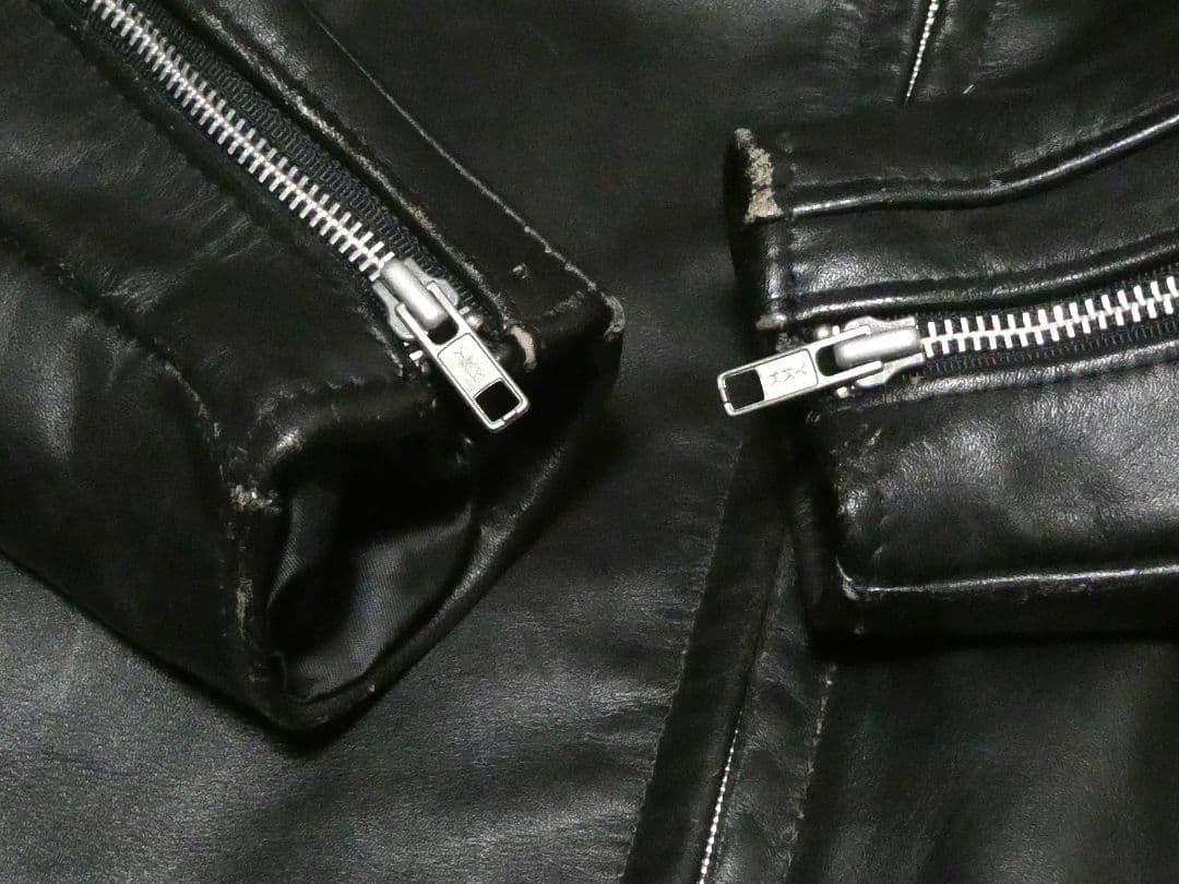 廃盤！ライナー付き完品！激レア品番652！ショット襟付シングルライダース36