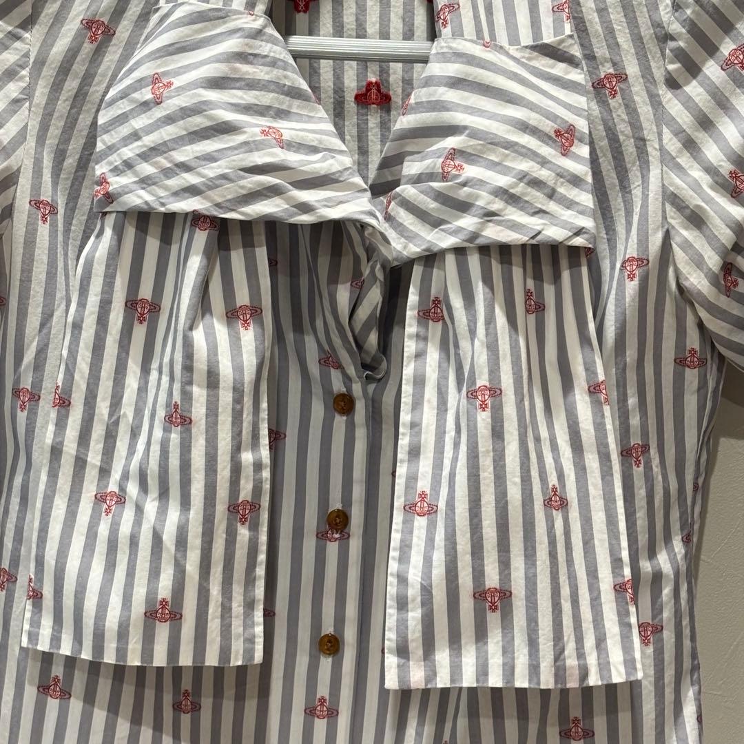 Vivienne Westwood RED LABELリボン付きストライプシャツ