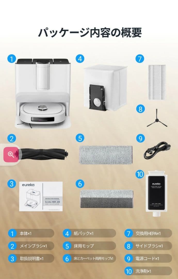 【新品】最新ローラーモップ式　ロボット掃除機　EUREKAJ20　フラッグシップ