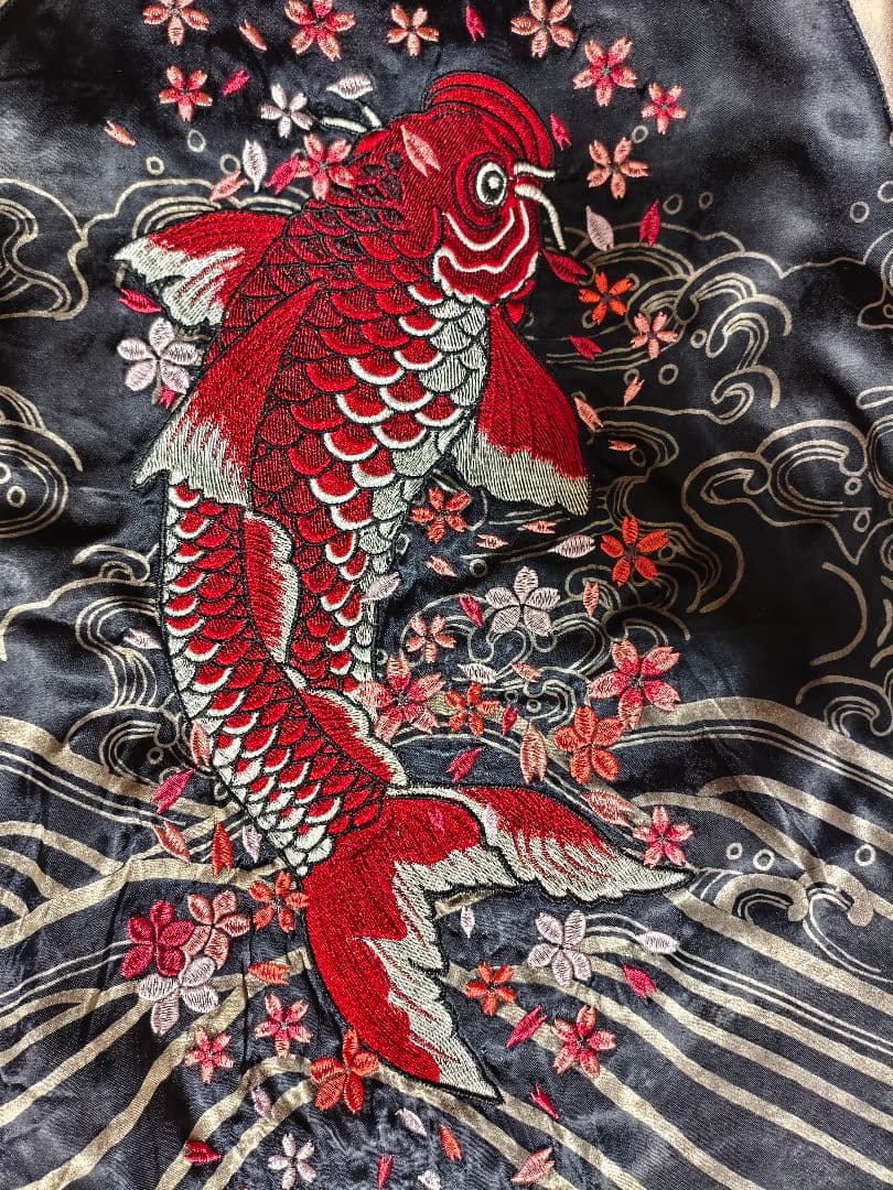桜と鯉の刺繍リバーシブル雅結スカジャン