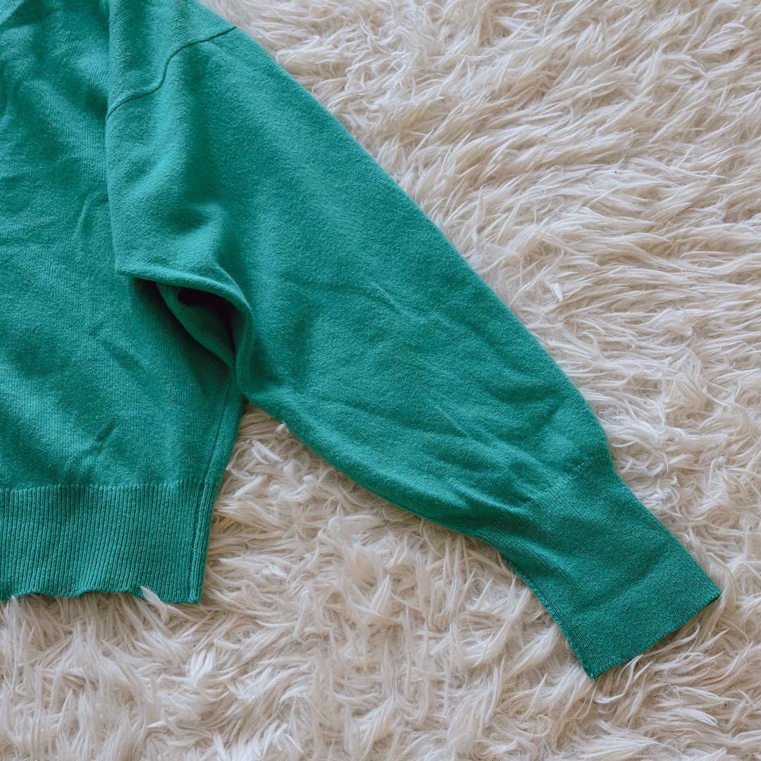 HERMÈS エルメス ピュアカシミヤ100％ ポロニット 襟付き Mサイズ 緑