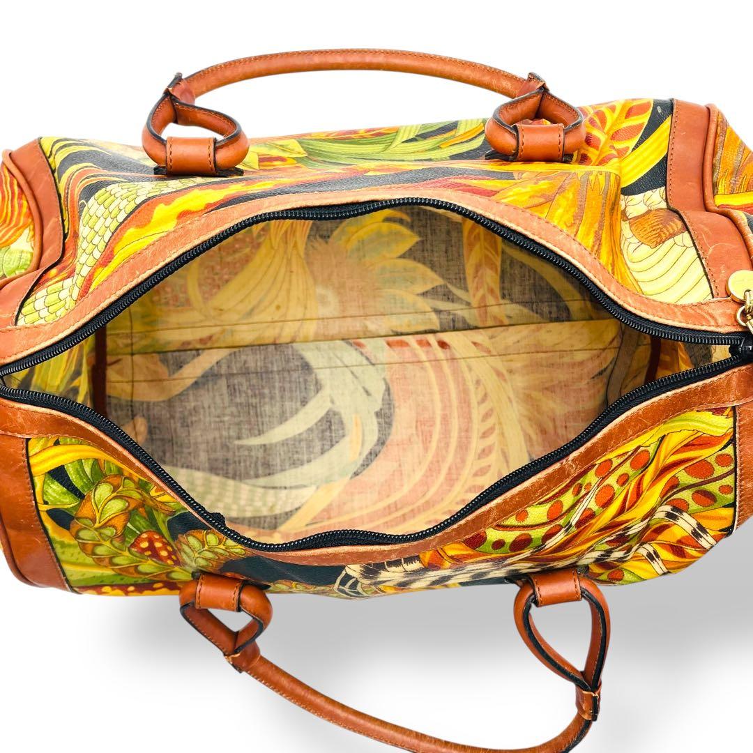 良品 Ferragamo ボストンバッグ PVC ボタニカル 2way 花柄