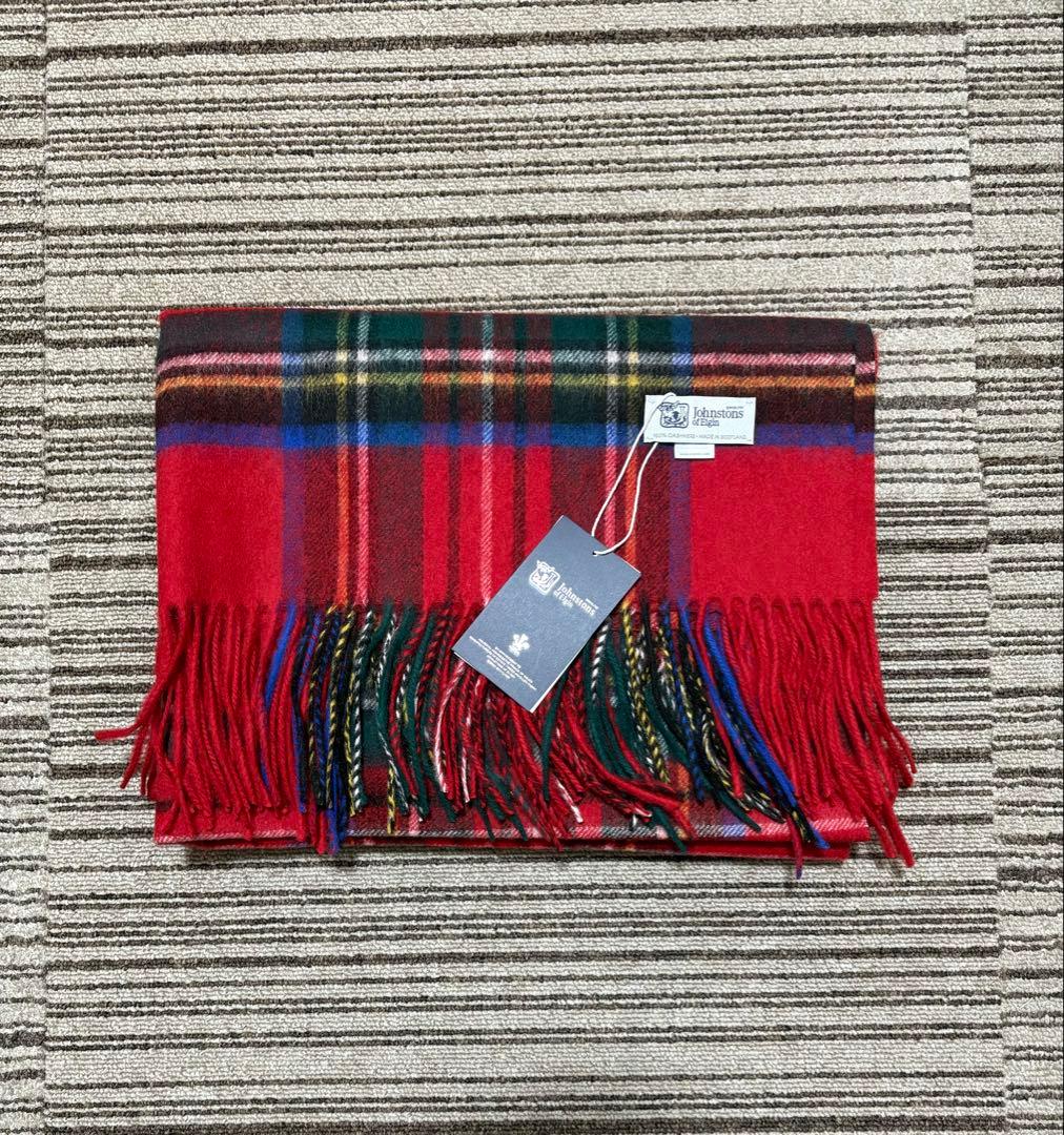 JOHNSTONS OF ELGIN ジョンストンズ 大判カシミヤ ストール赤柄