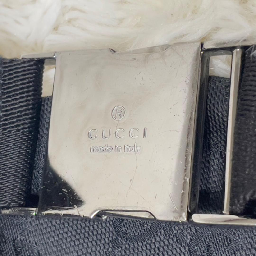 グッチ ボデイバッグ レザー ブラック GGキャンバス ウエストポーチ フラッペ