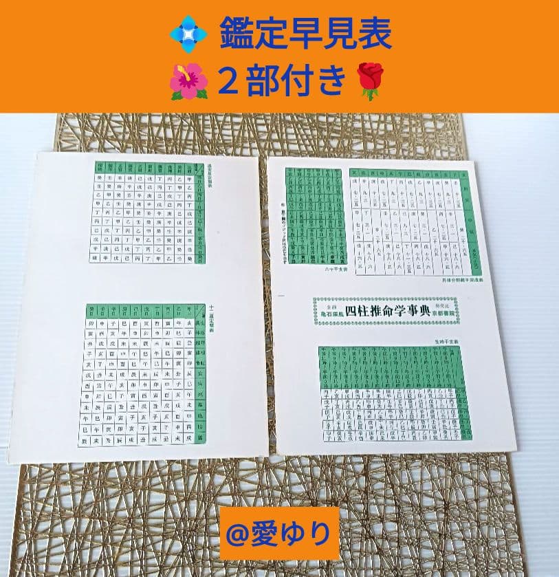 亀石厓風♦増補『四柱推命学辞典』☘️２大付録⭐四柱命式組織法他49P⭐鑑定早見表