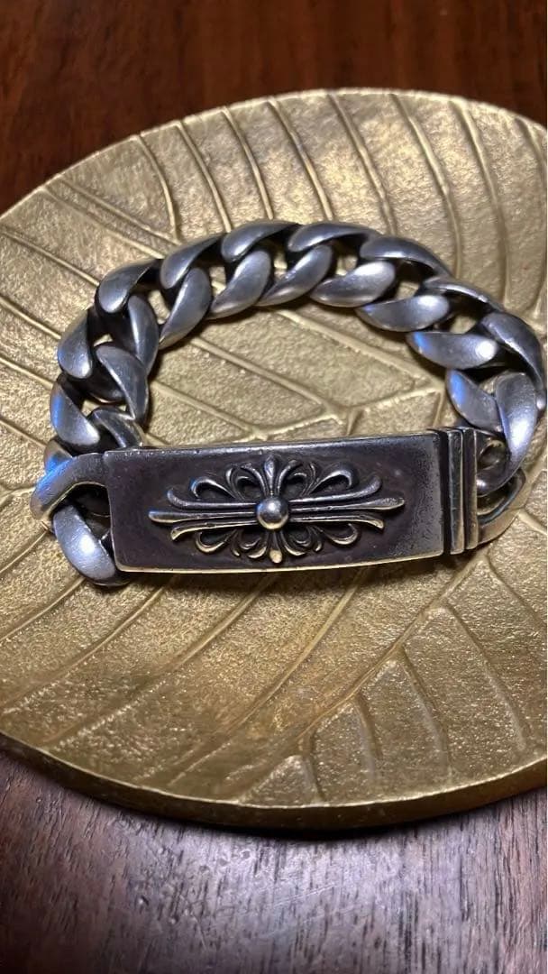 クロムハーツ フローラルクロスIDブレスレットクラシックチェーンシルバー 925