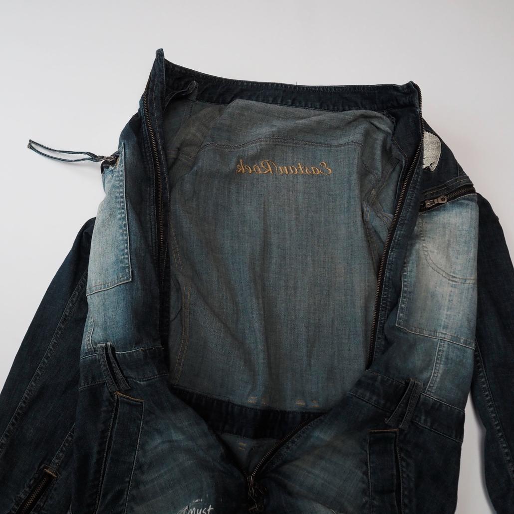 PPFM ARCHIVE Y2K スカル刺繍ボンテージデニムつなぎ 00s L