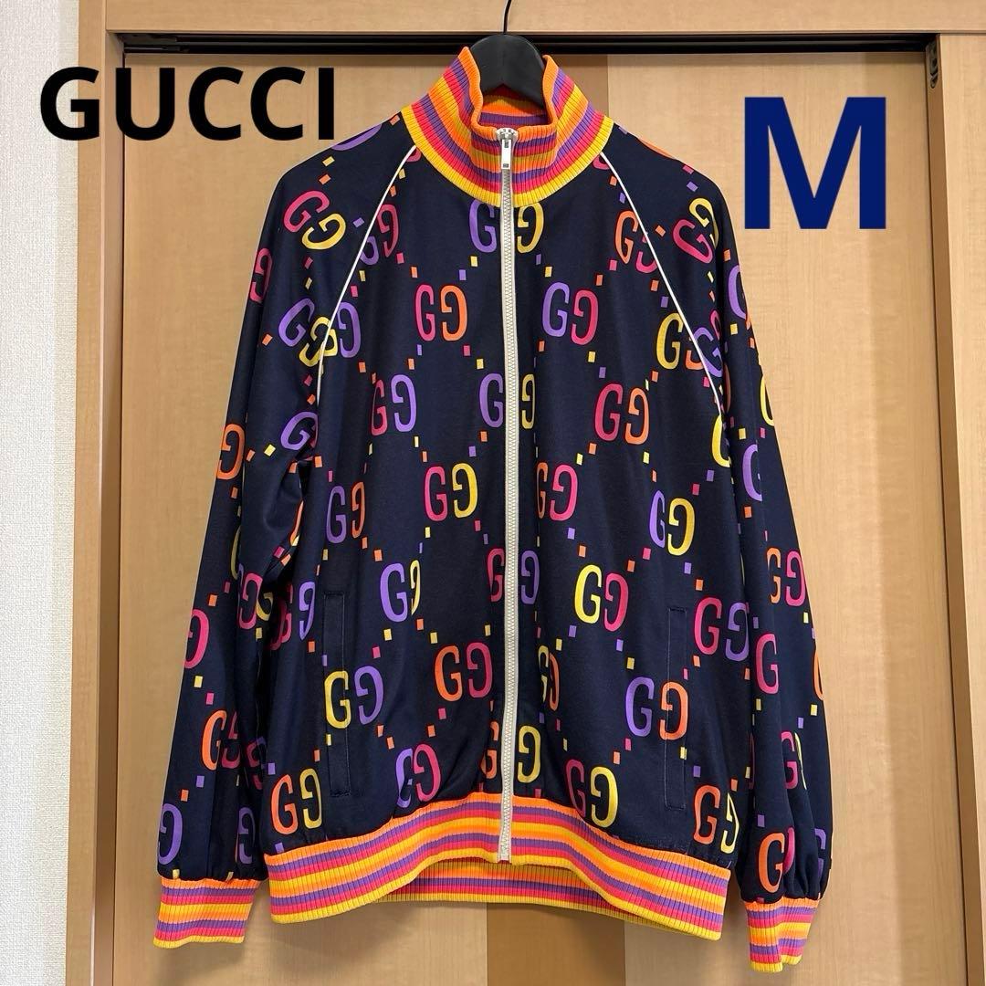 GUCCI テクニカルジャージ ジャンボGG 総柄ジップジャケット レインボー