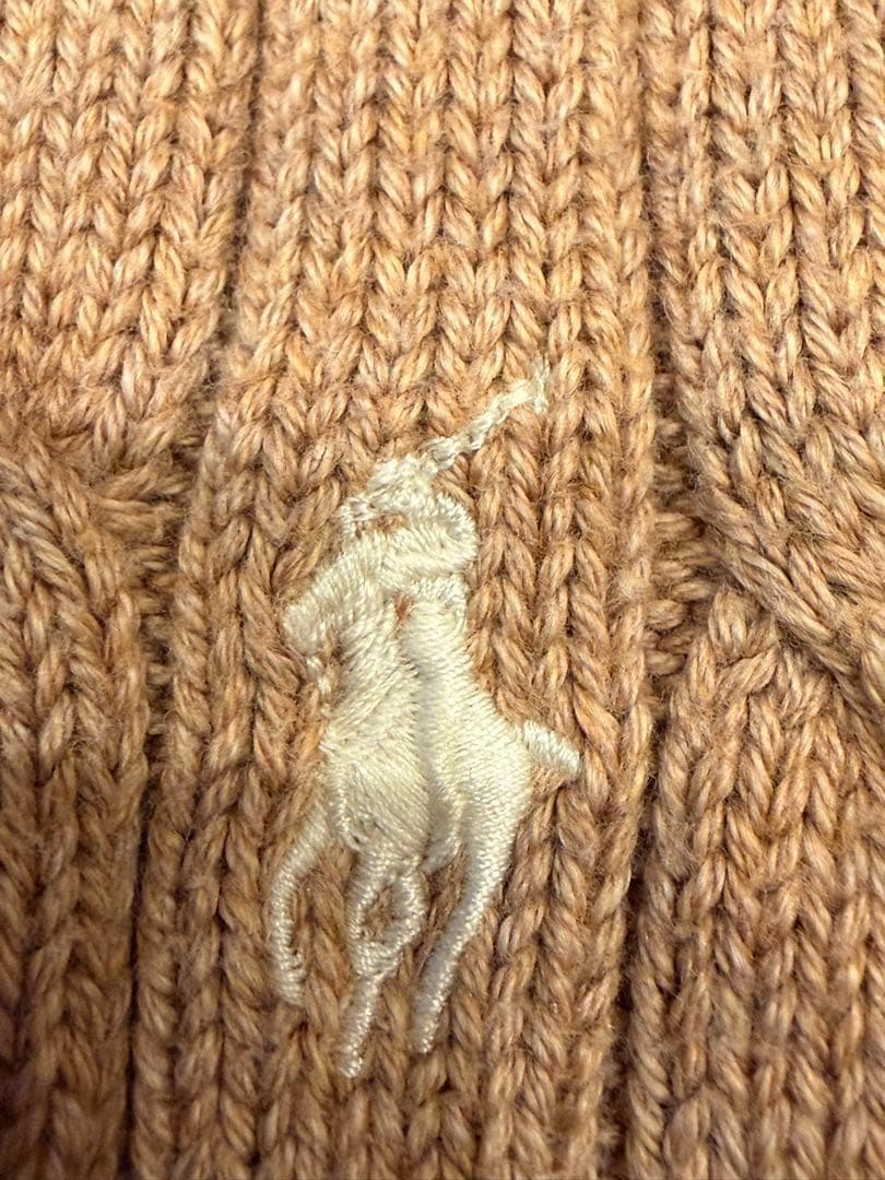 【極美品】ポロラルフローレン大人気カラーコットンケーブルセーター ホワイトポニー