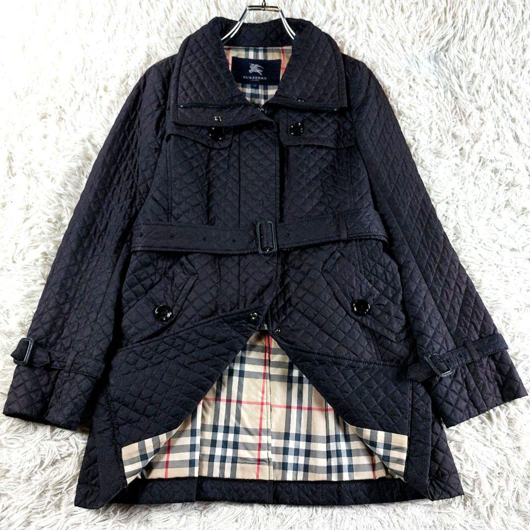 40 美品 バーバリーロンドン ノバチェックベルト キルティングコートジャケット