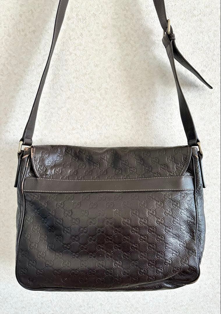 グッチシマ　メンズ　斜めかけバッグ　ダークブラウン