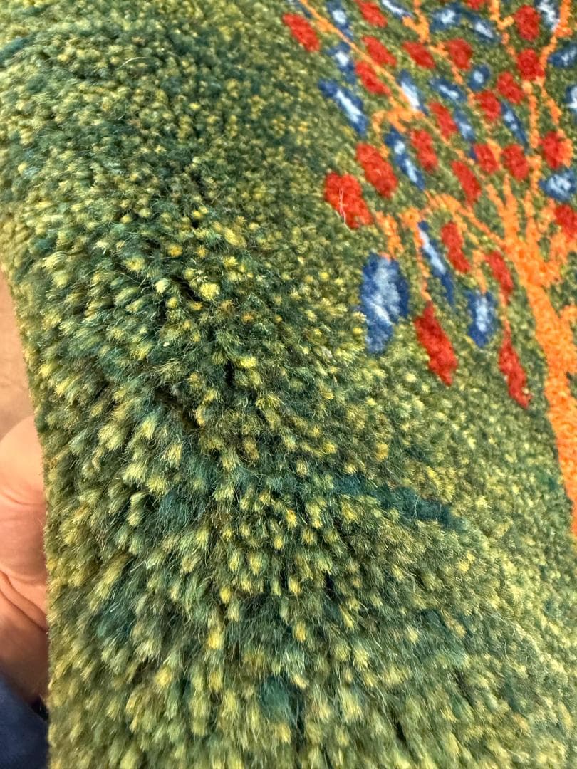 ギャッベ ペルシャ絨毯 61x44cmcm ギャベ 玄関 カシュクリ手織りラグ