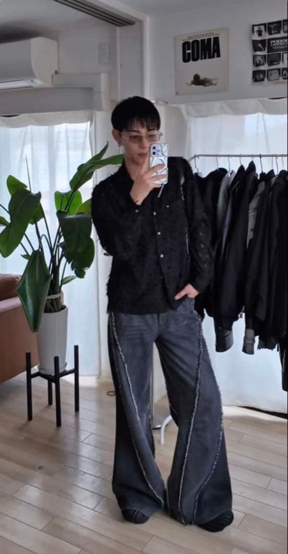 トップス jentlouis Fringe Open-Collar Shirt