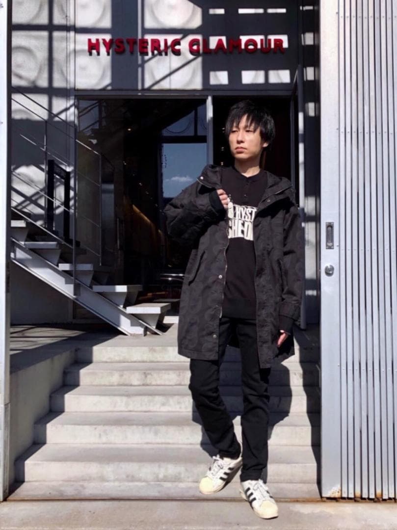 ヒステリックグラマー SNAKE LOOP柄 フーデッドコート 黒 蛇