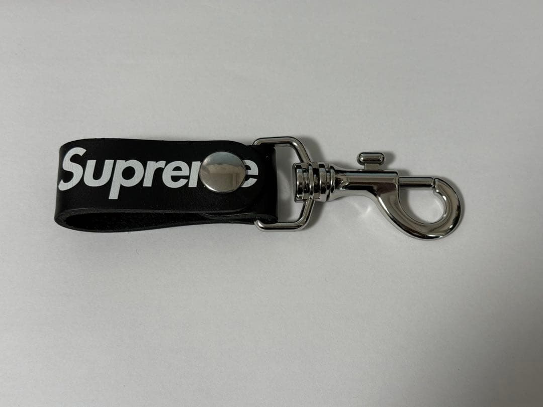 Supreme ブラックレザー キーホルダー
