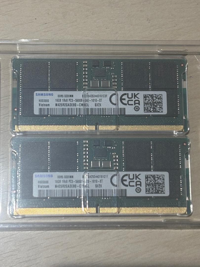 Samsung DDR5 SO‑DIMM メモリ 32GB（16GBx2枚）