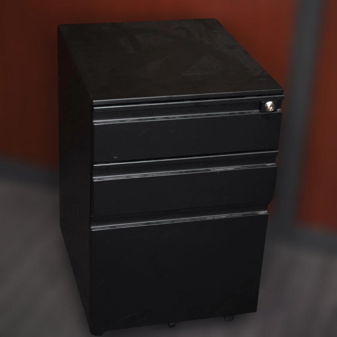 デスクワゴン 3段 シリンダー錠 鍵付き HK187①