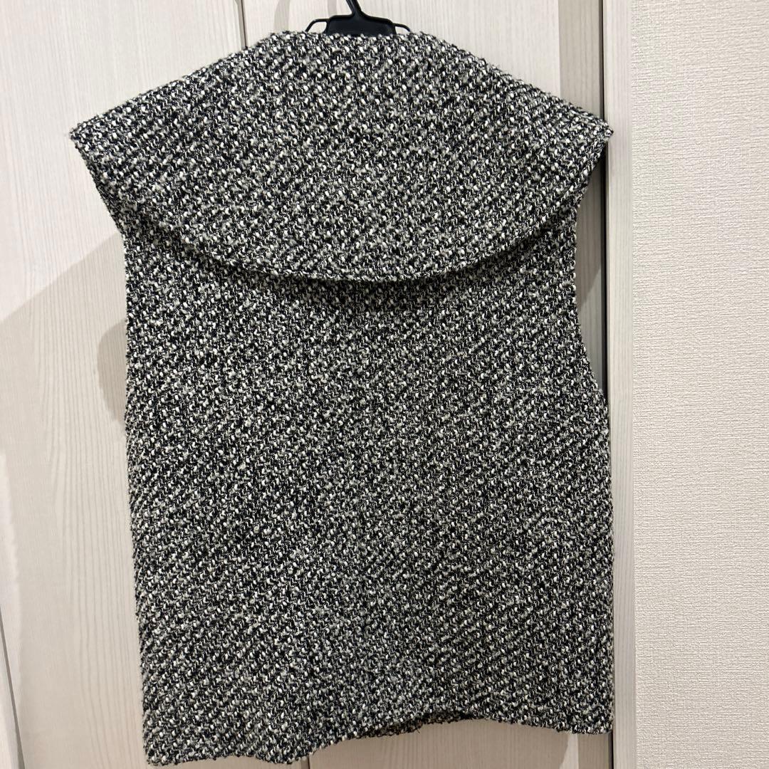 ジャケット・アウター eLLa big collor tweed gilet