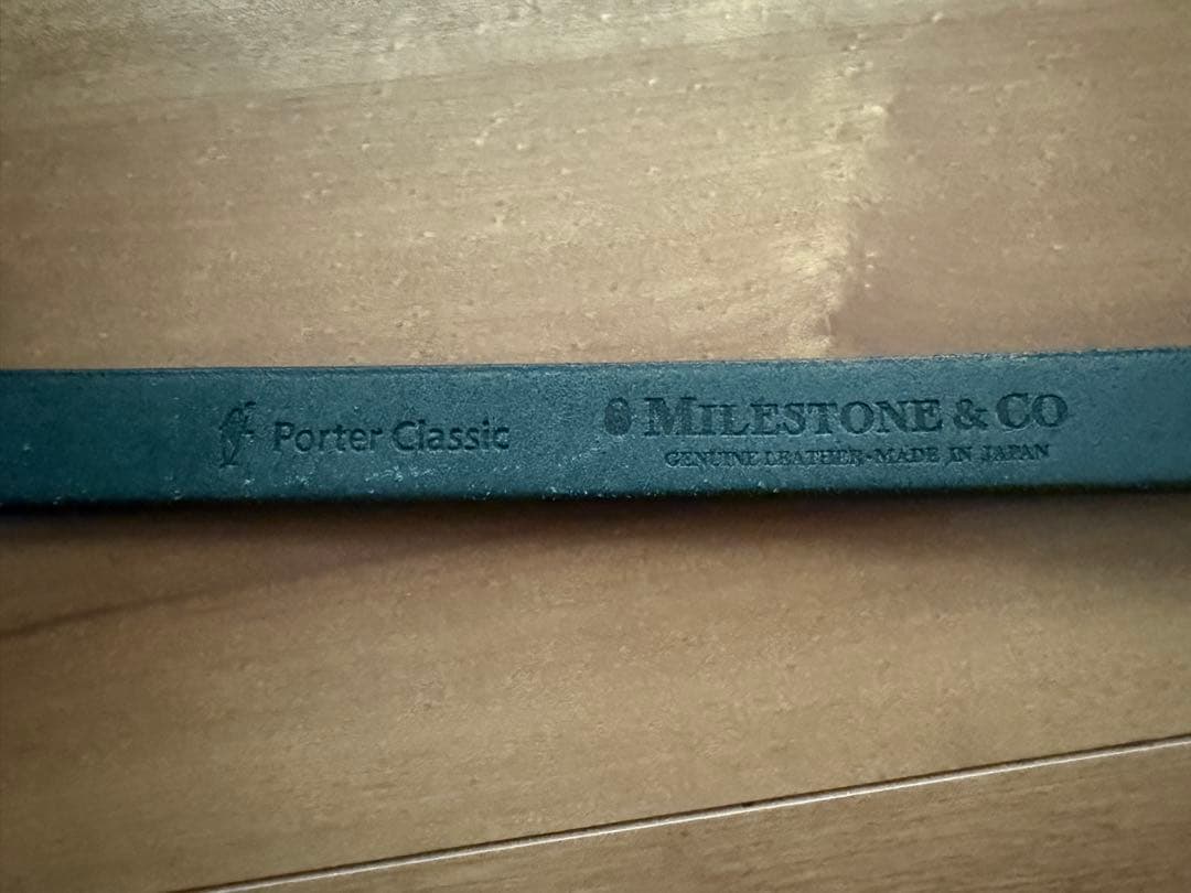 ポータークラシック レザーベルト ナロー ブルー