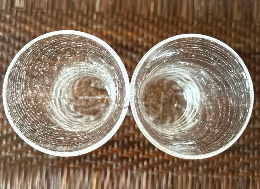 新品◆91 荒川尚也　螺旋状　アワグラス　宙吹きガラスコップ　４客　晴耕社ガラス