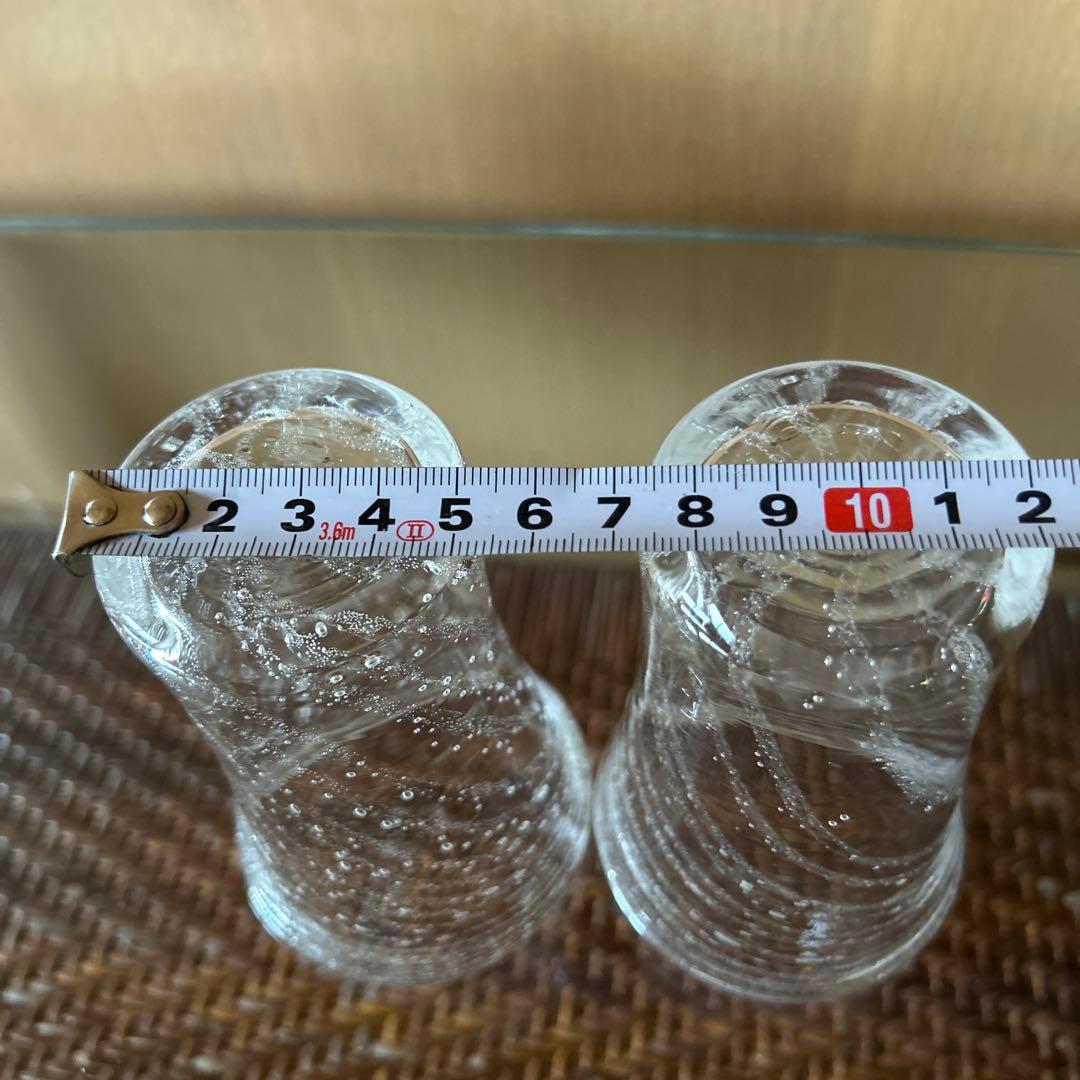 新品◆91 荒川尚也　螺旋状　アワグラス　宙吹きガラスコップ　４客　晴耕社ガラス