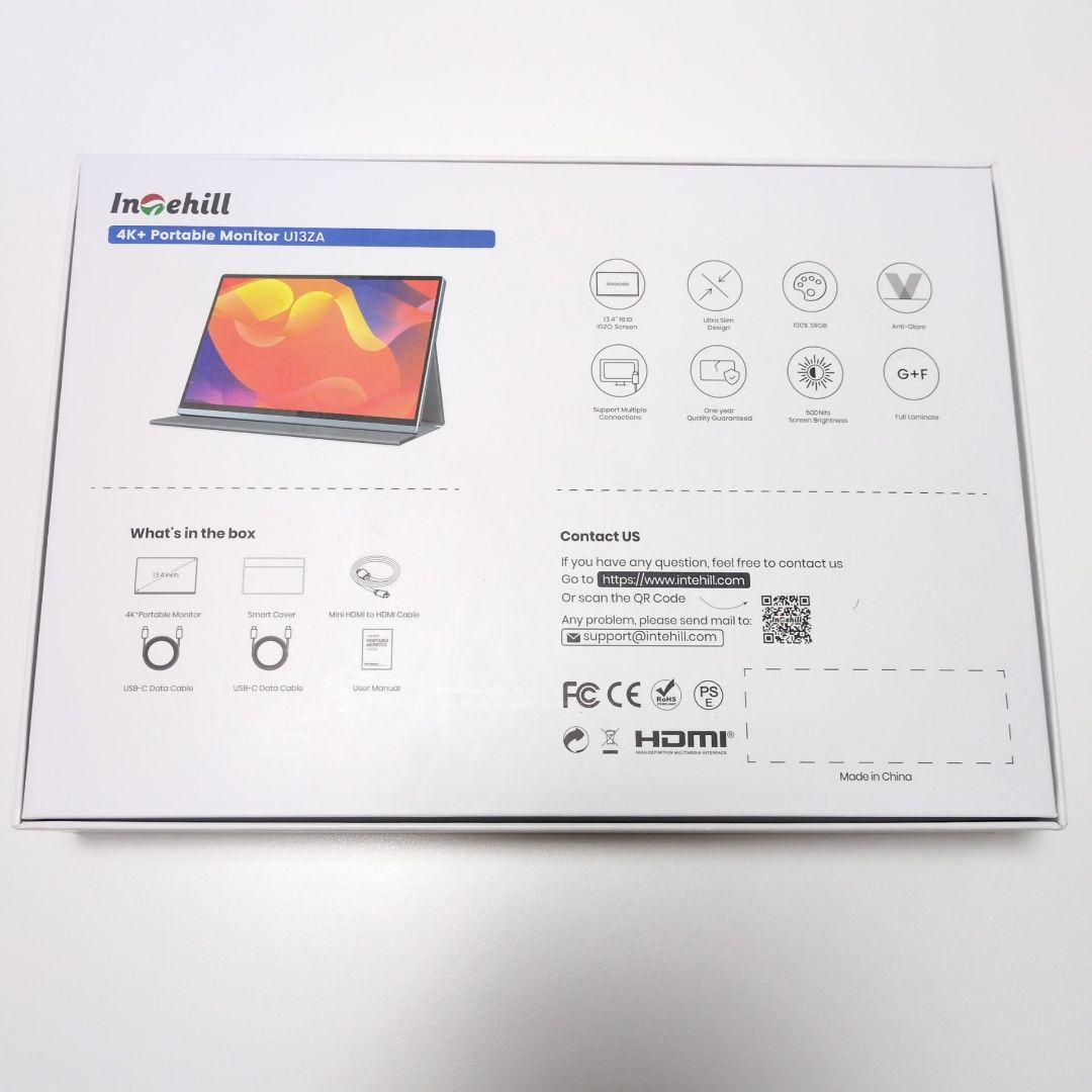 intehill モバイルモニター 4K 13.4インチ IGZOパネル 非光沢