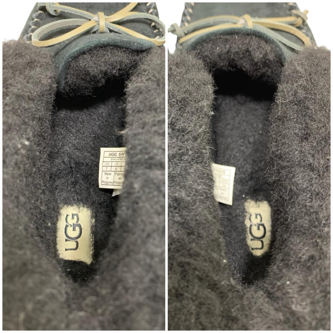 極美品 UGG アグ (24) モカシン ブーツ ボア ムートン アレーナ 本革