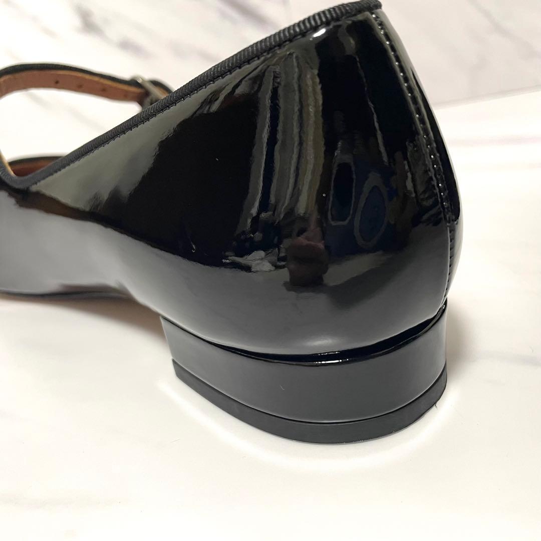 新品　アレクサチャン　ポインテッドトゥ　エナメル　メリージェーン　黒　ブラック