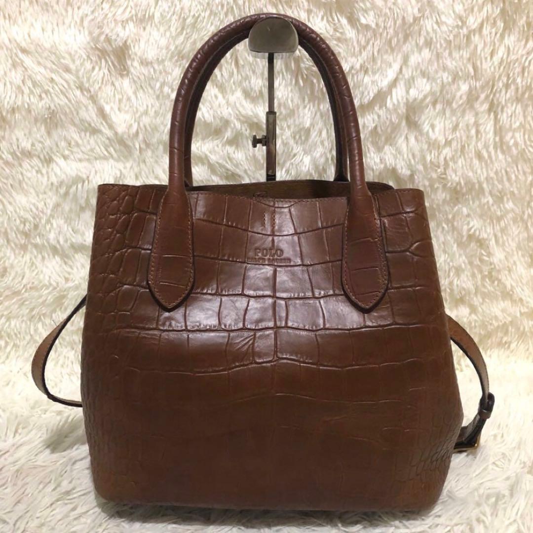 極美品☆ポロラルフローレン 2way レザー トートバッグ ショルダーバッグ