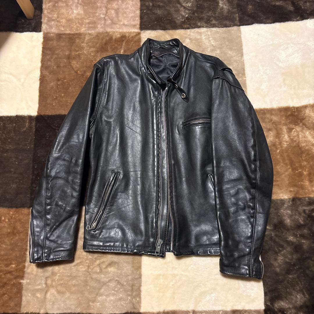 schott ブラックレザージャケット シングルライダース