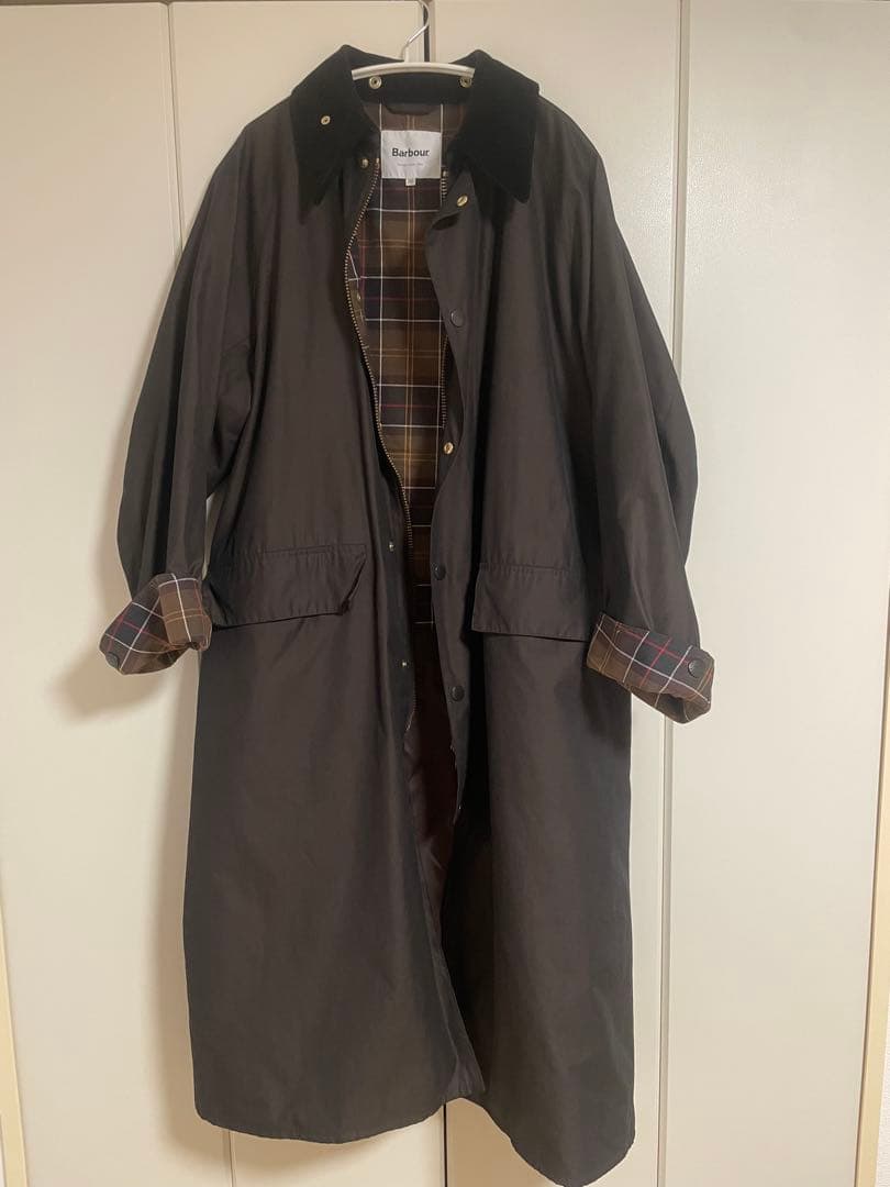 最終値下げバブアー JS別注 BURGHLEY オーバーサイズ ロング 黒 38