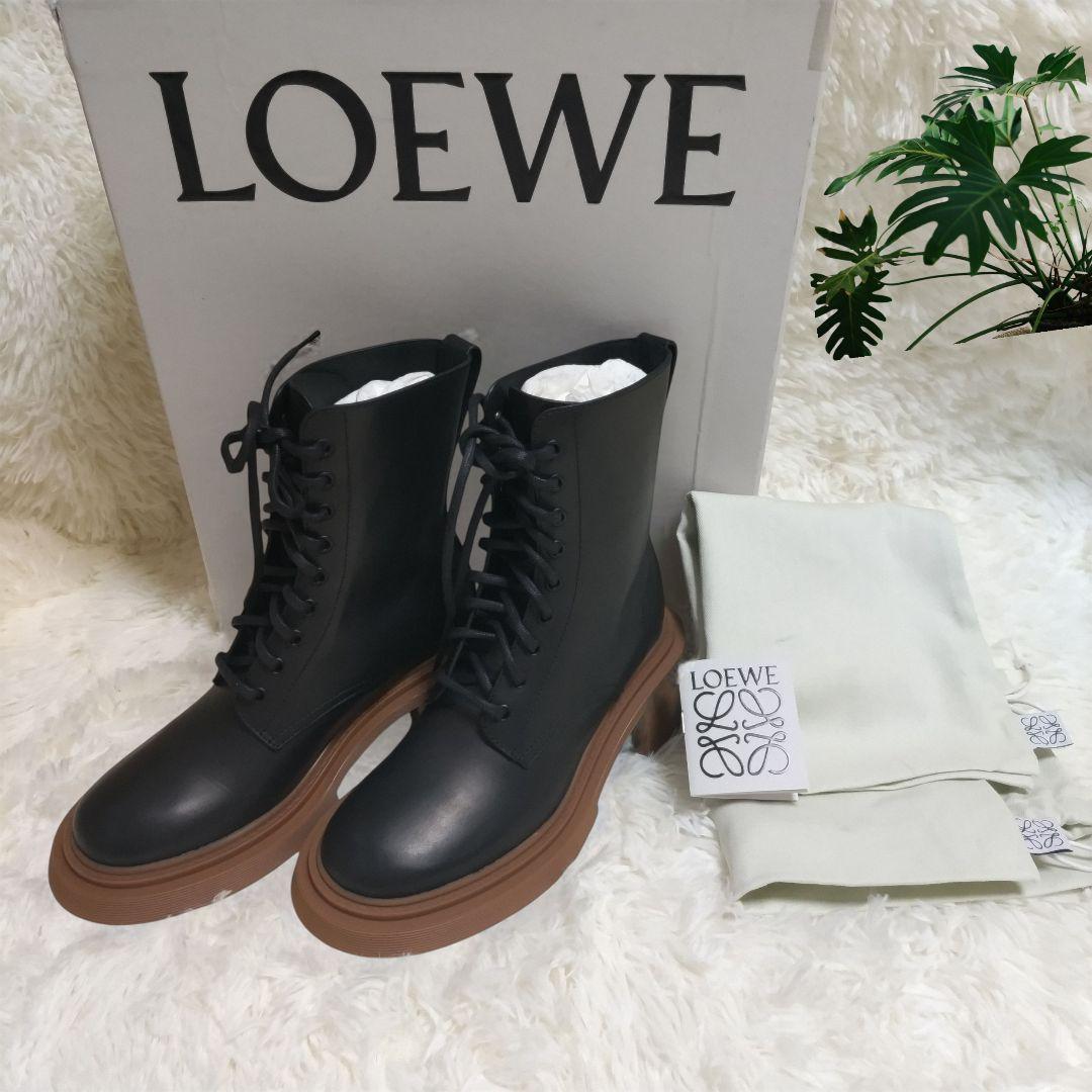 [新品未使用]　ロエベ LOEWE レザー ブラック　キャメル　ブーツ　靴