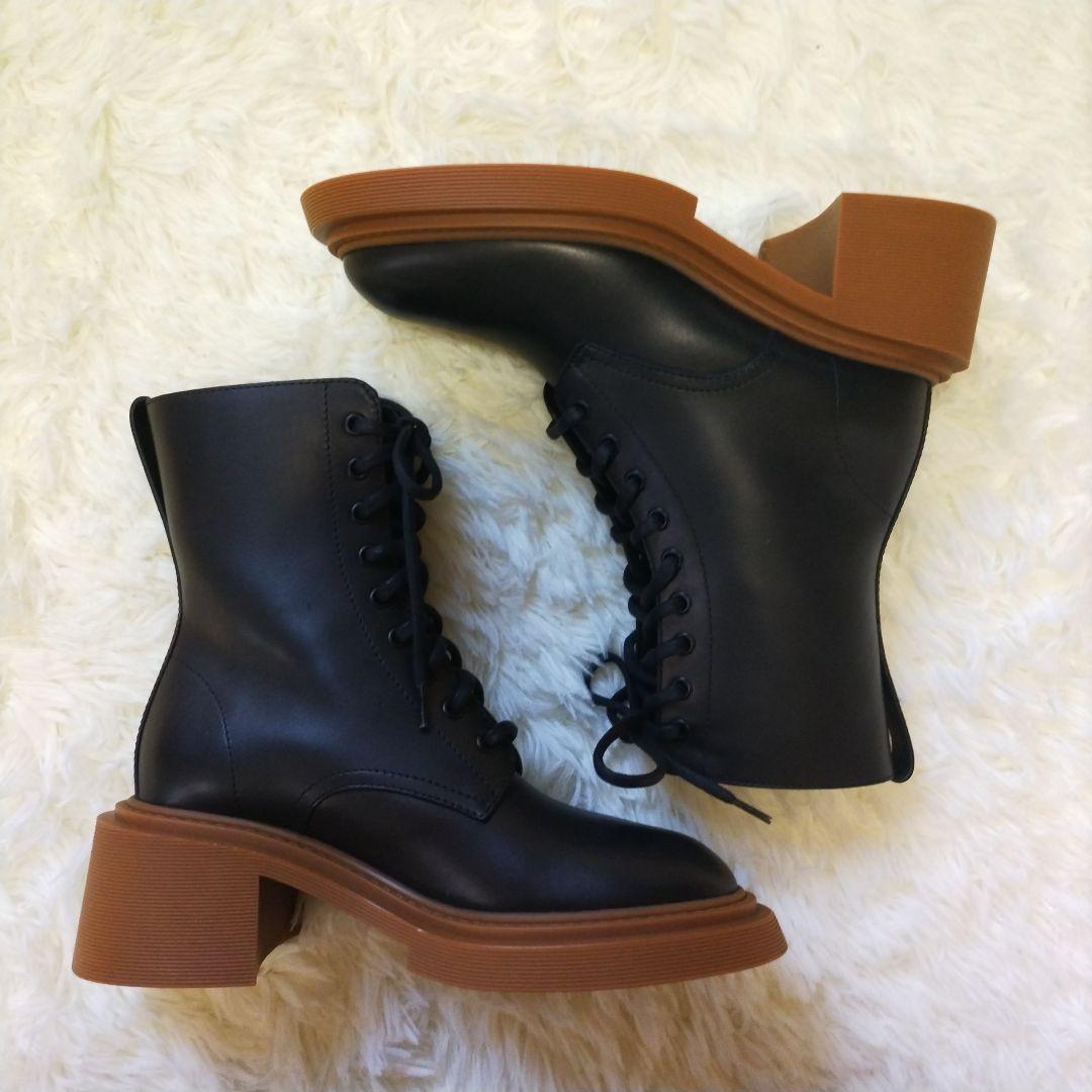 [新品未使用]　ロエベ LOEWE レザー ブラック　キャメル　ブーツ　靴