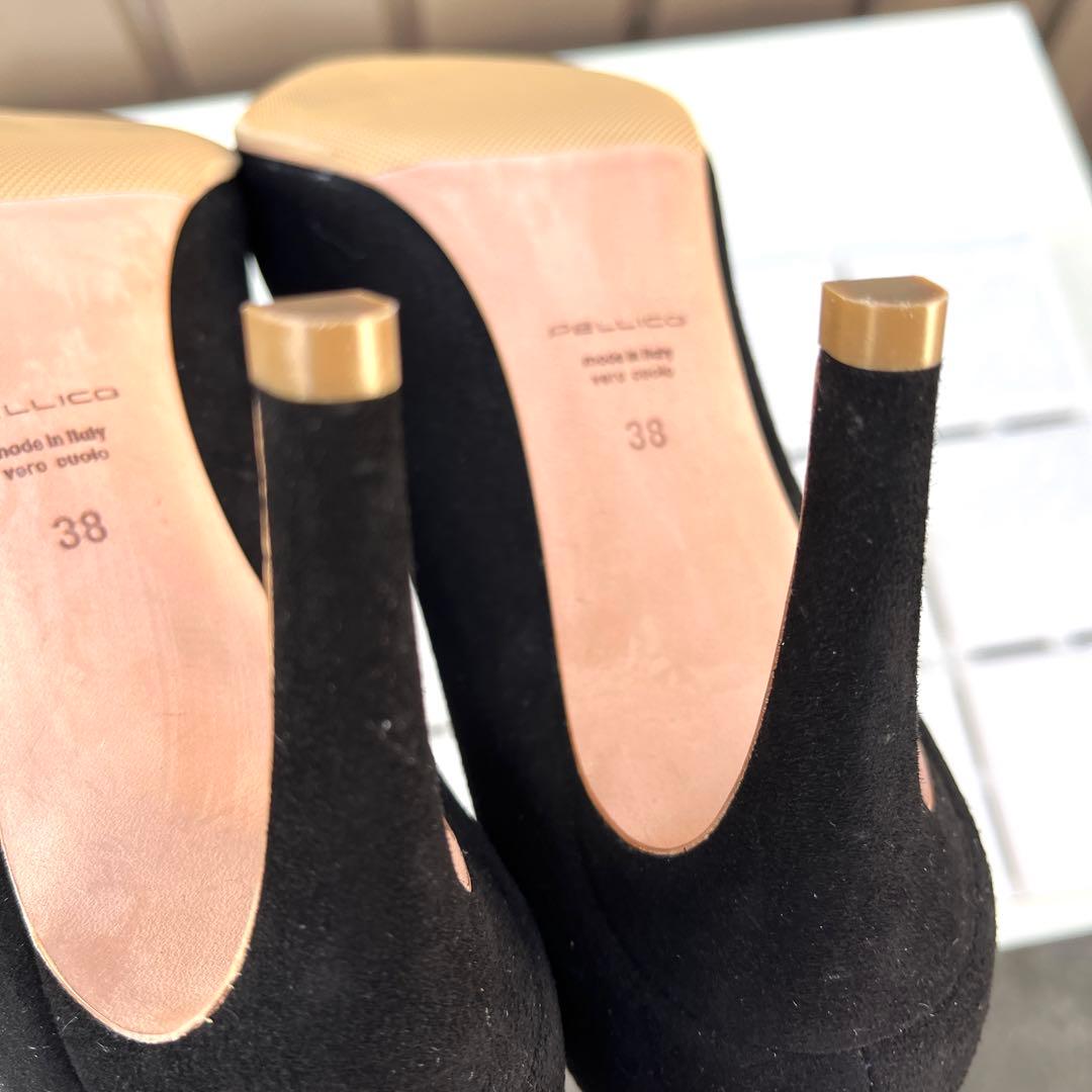 未使用 38 PELLICO パンプス ANIMA 黒 スエード　ペリーコ　25